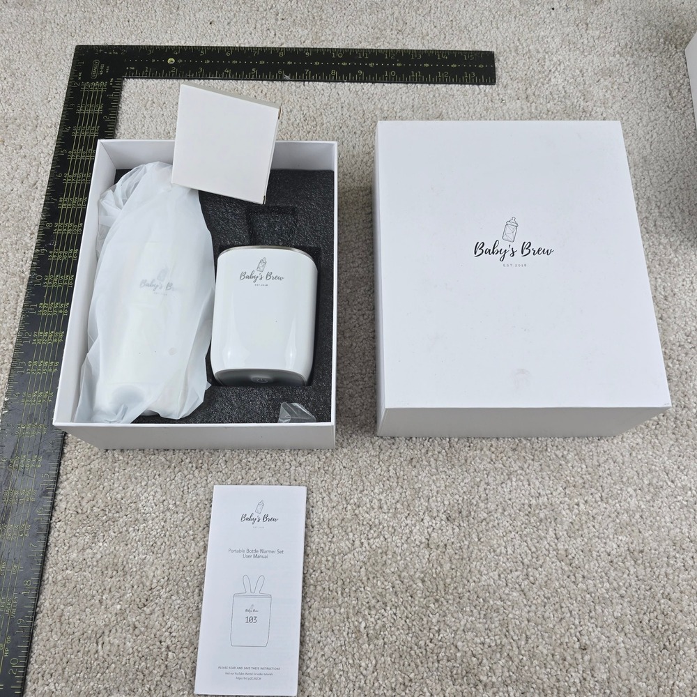 Baby's Brew Portable Bottle Warmer Set White Model 103 Battery Powered Travel